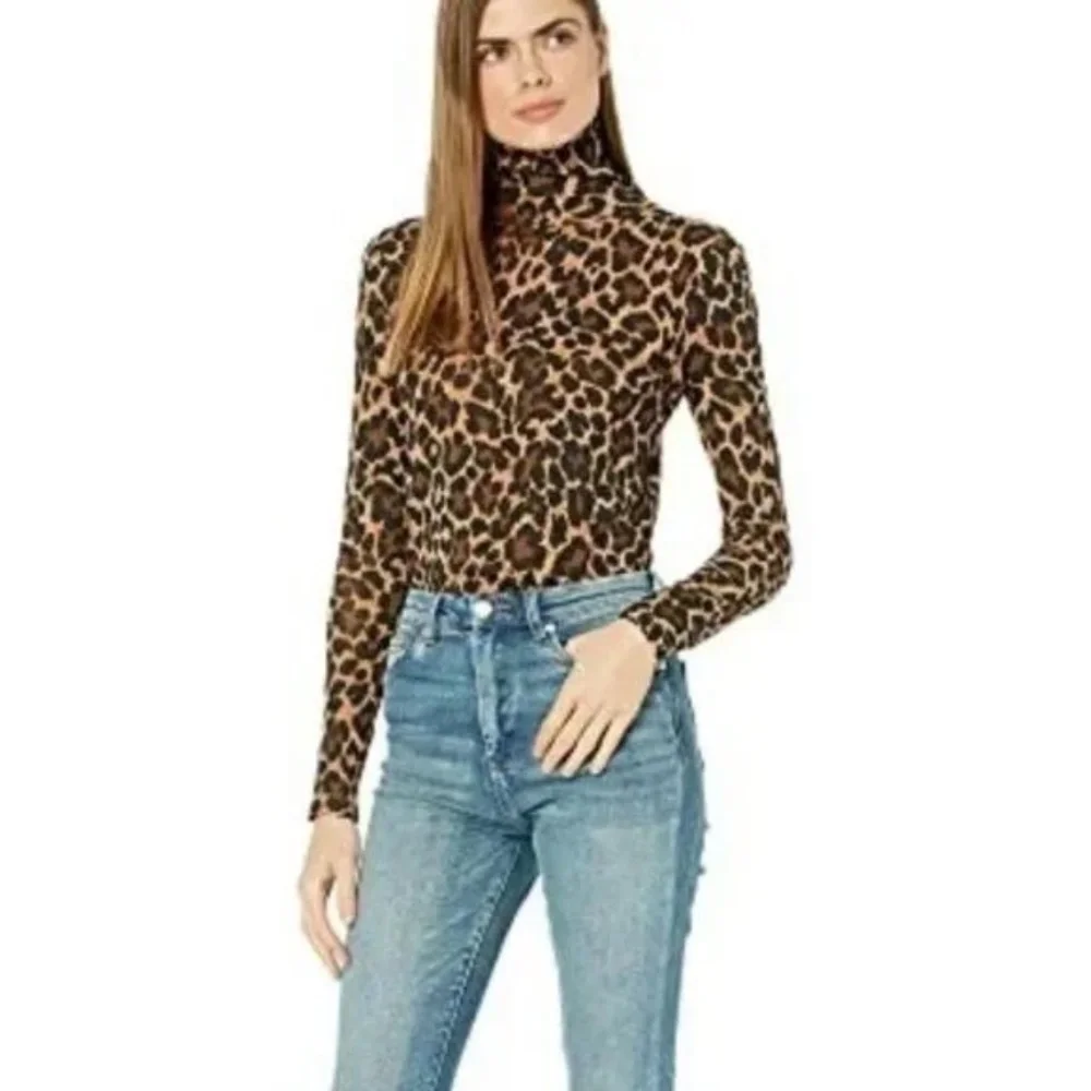 NWT J. Crew Tissue Turtleneck Top In Leopard Print XS